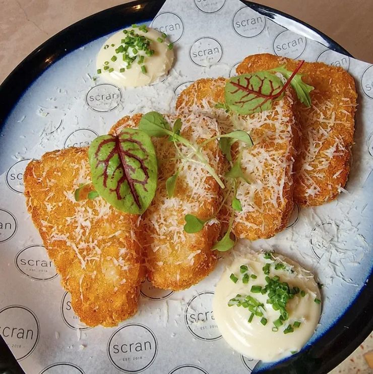 Chicken salt & parmesan hash browns with truffle mayonnaise